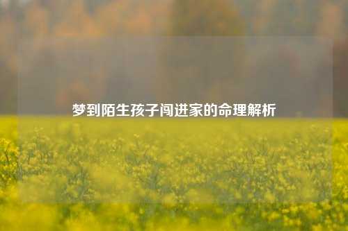 梦到陌生孩子闯进家的命理解析