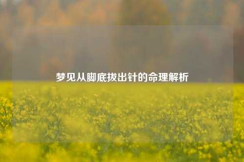 梦见从脚底拔出针的命理解析