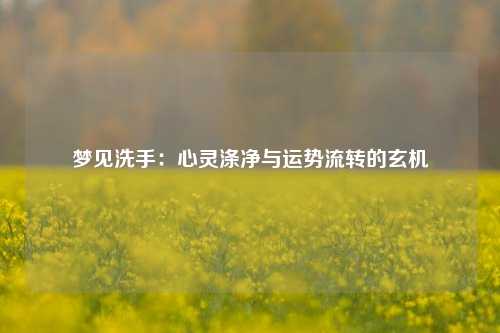 梦见洗手:心灵涤净与运势流转的玄机